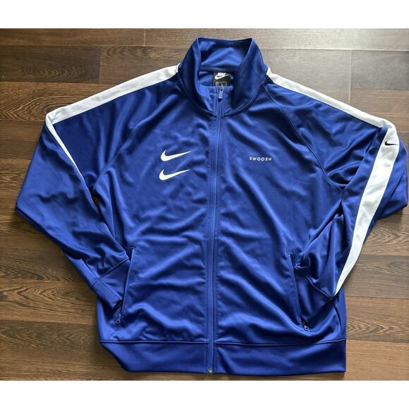 Nike Jacket Mens Small Track Double Swoosh Full Zip Performance Mock Pockets XL - Picture 1 of 11